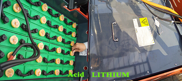 ắc quy Lithium và acid trên xe nâng
